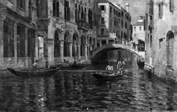 Sommertag An Einem Kanal In Venedig Oil Painting by Bernardo Hay