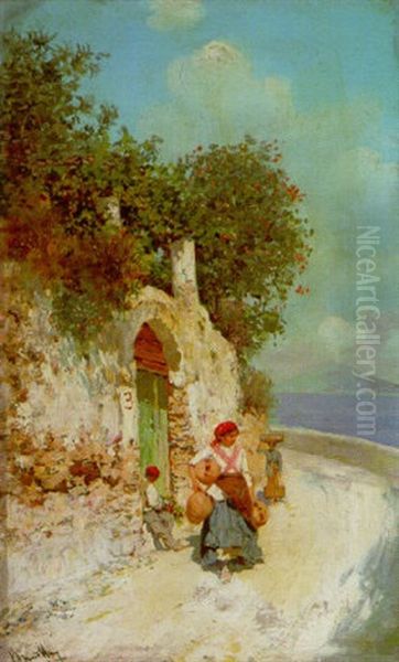 Wassertragerinnen Auf Capri Oil Painting by Bernardo Hay