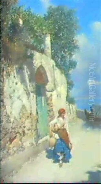 Junge Wassertragerin Auf Capri. Oil Painting by Bernardo Hay