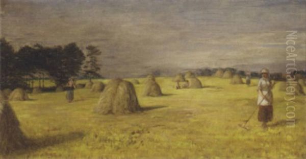 Haymaking Oil Painting by George H. Hay