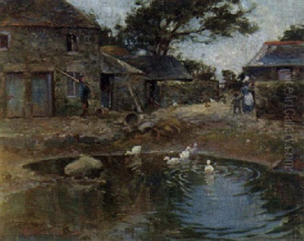 The Duck Pond Oil Painting by James Hamilton Hay