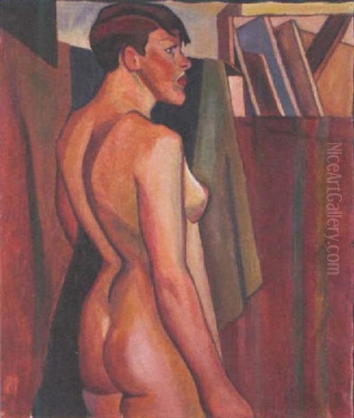 Untitled (standing Female Nude) Oil Painting by Miki McCrossen Hayakawa