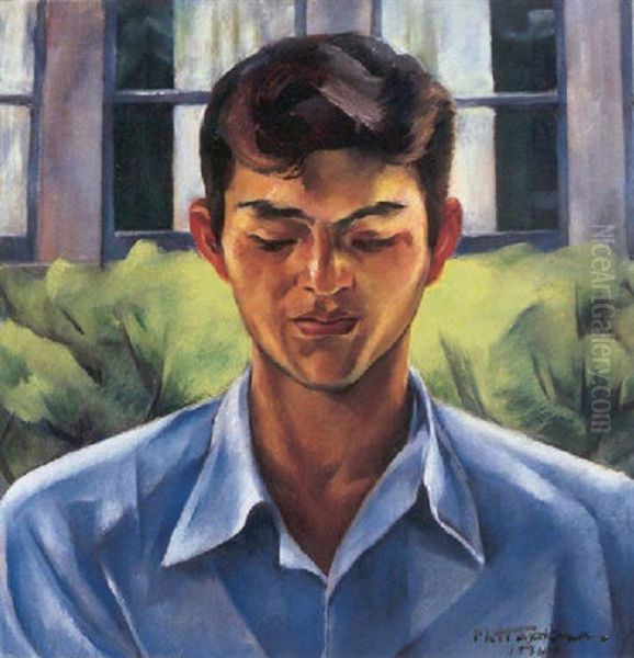 A Portrait Of A Young Man Oil Painting by Miki McCrossen Hayakawa