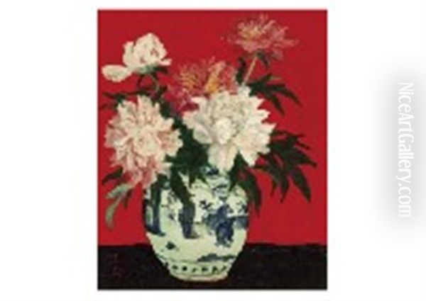 Peony Oil Painting by Shigeyoshi Hayashi