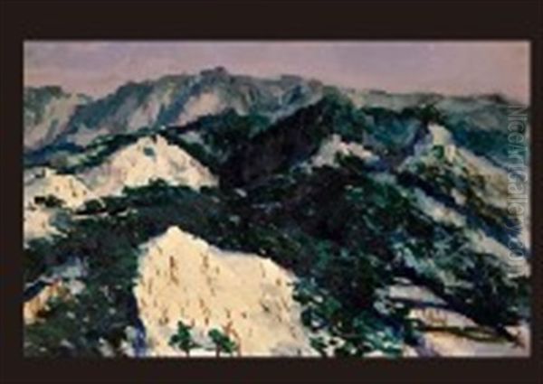 Snow Mountain Oil Painting by Shigeyoshi Hayashi