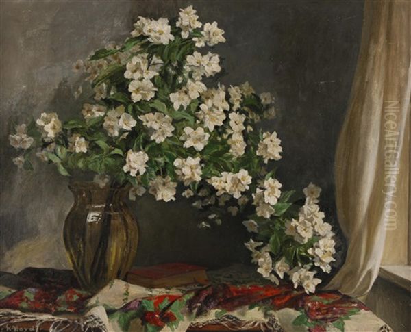 Jasminstraus In Vase Oil Painting by Karl Hayd