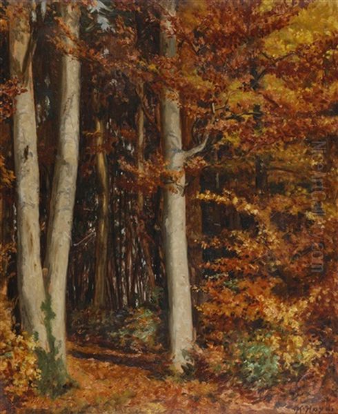 Herbstliche Laubwaldlandschaft by Karl Hayd