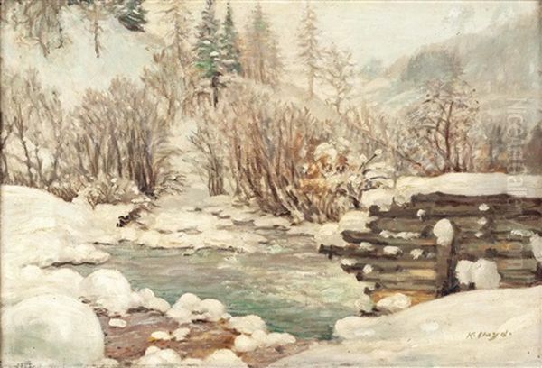 Bachlandschaft Im Winter Oil Painting by Karl Hayd