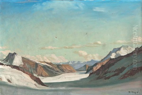 Jungfraujoch Auf Aletschgletscher Oil Painting by Karl Hayd