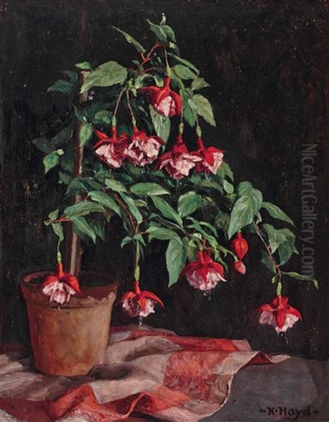 Fuchsien Oil Painting by Karl Hayd