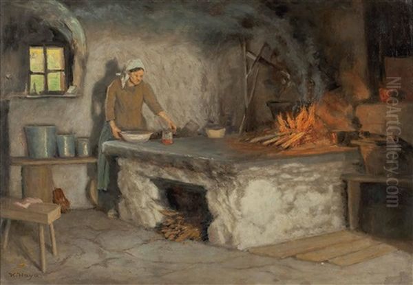 Am Offenen Feuer Oil Painting by Karl Hayd