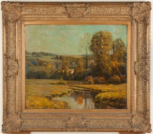 Fall Landscape With House Oil Painting by Edward Parker Hayden