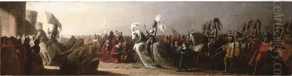 Henry Viii Arriving In Calais Oil Painting by Benjamin Robert Haydon