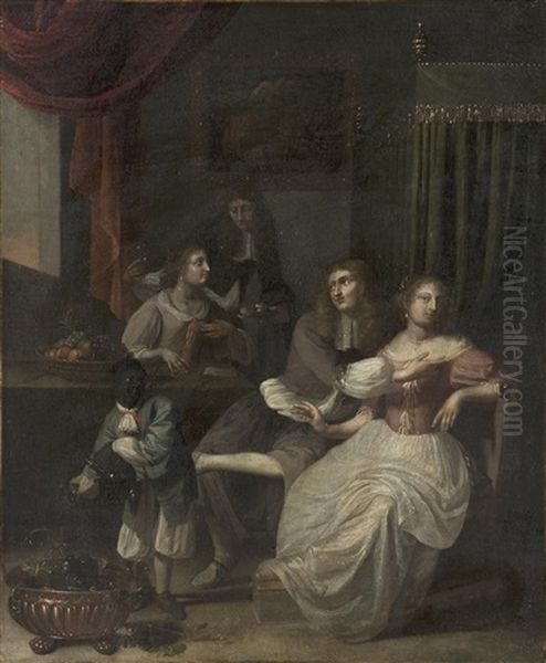 Elegante Gesellschaft In Einem Interieur Oil Painting by Reinier De La Haye