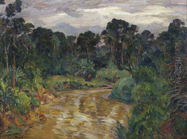 Landscape With River Oil Painting by Hans von Hayek