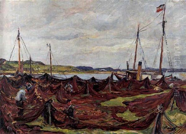 Fischernetze Oil Painting by Hans von Hayek