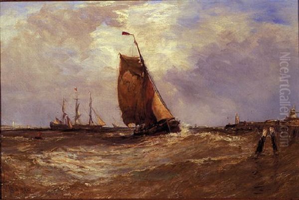 Shipping In The Channel Oil Painting by Edward Hayes