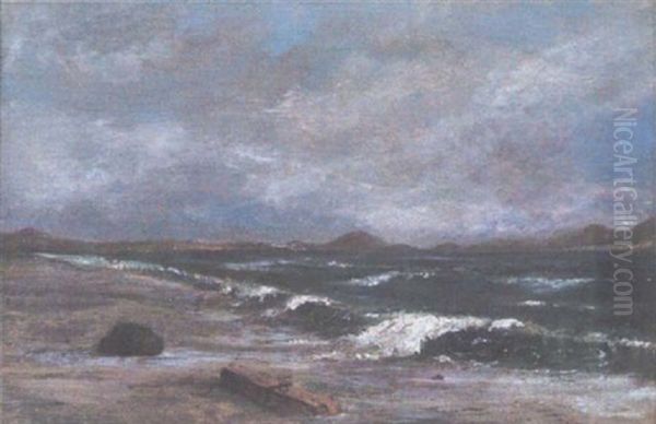 Seascape With Distant Mountains Oil Painting by Edward Hayes