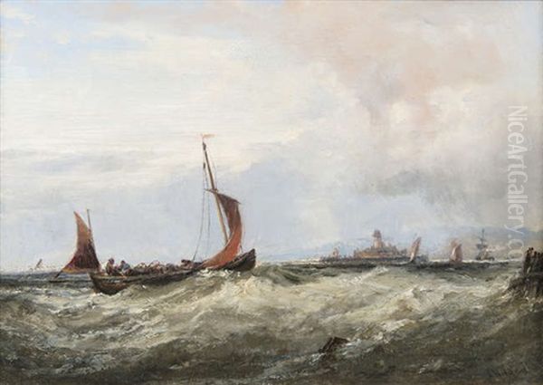 Shipping Off Kingston, Co. Dublin Oil Painting by Edwin Hayes