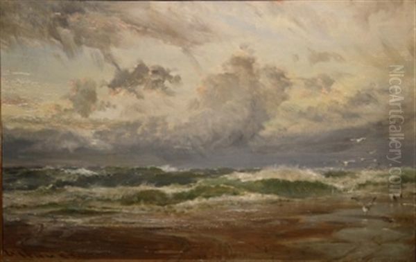 Stormy Sea At Bude, Near Cornwall Oil Painting by Edwin Hayes