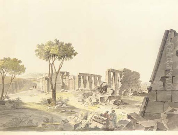 The Ruins Of The Ramesseum, Known As The Tomb Of Ozymandias, Atthebes, Egypt Oil Painting by Charles-Louis Balzac