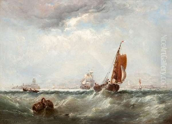 Boating Off Dun Laoghaire Pier Oil Painting by Edwin Hayes