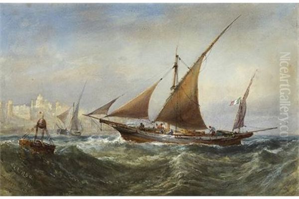 Genoese Craft, Off Genora Entering Harbour Oil Painting by Edwin Hayes