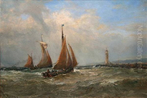 Irish Trawlers, Dublin Bay Oil Painting by Edwin Hayes