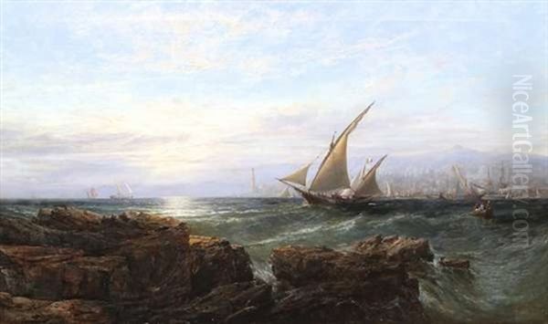 Shipping Off The Coast At Genoa Oil Painting by Edwin Hayes