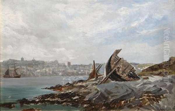 Coastal Scene With Shipwreck Oil Painting by Edwin Hayes