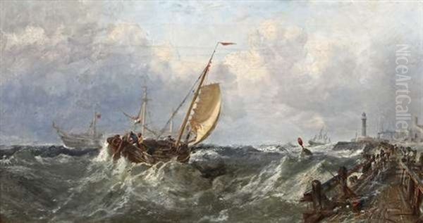 Rough Seas Off The Coast Oil Painting by Edwin Hayes