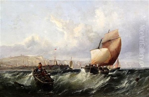 Shipping In A Squall Off Dover Oil Painting by Edwin Hayes