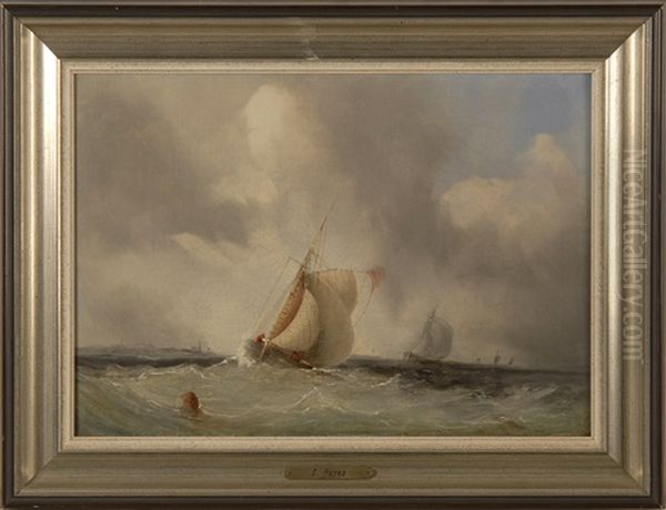 Ships Off The Coast Oil Painting by Edwin Hayes