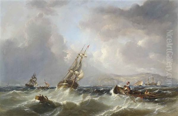 The Brig Homeward Bound Off The Entrance To Howth Harbor, Dublin Oil Painting by Edwin Hayes