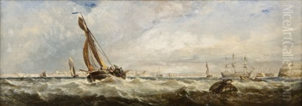 Dutch Vessel Off Portsmouth From The Buoy Oil Painting by Edwin Hayes