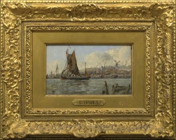 Ships At The Harbor Oil Painting by Edwin Hayes