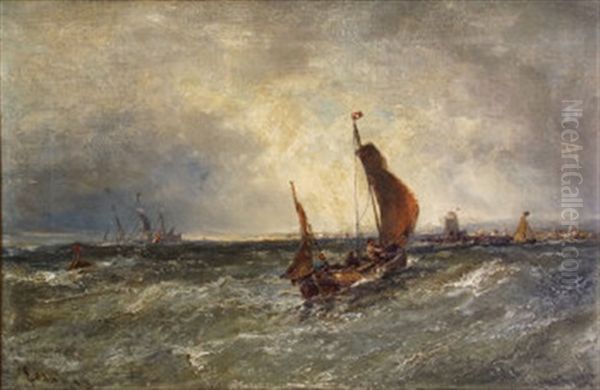 Fishing Boats Returning To Harbour Oil Painting by Edwin Hayes