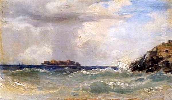 Harlyn Bay, Wind On Shore, Cornwall Oil Painting by Edwin Hayes