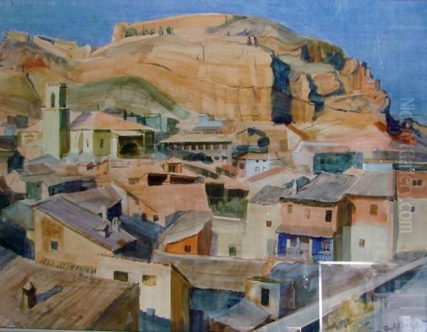 Vue Du Village De Daroca En Espagne Oil Painting by Paul Balze