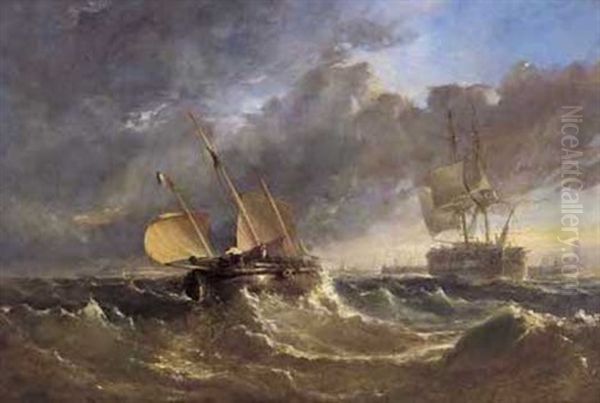 Approaching Storm In The Channel Oil Painting by Edwin Hayes