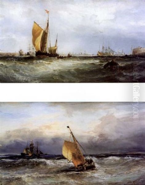 Portsmouth (+ English Channel, Oil On Canvas; Pair) Oil Painting by Edwin Hayes