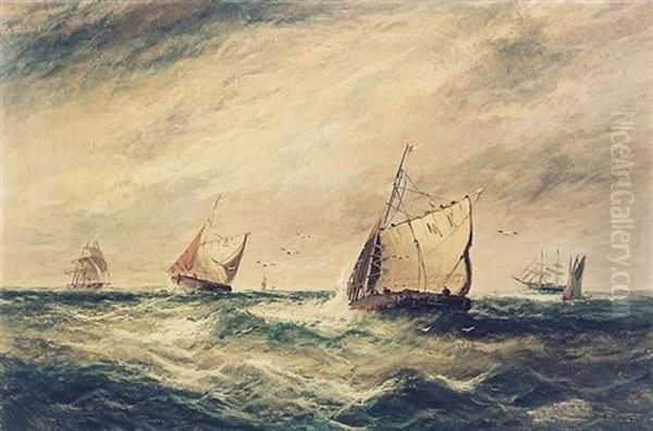 Shipping In A Stiff Breeze Oil Painting by Edwin Hayes