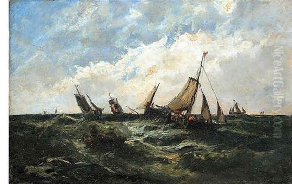 Fishing In Rough Waters Oil Painting by Edwin Hayes