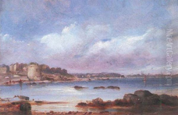 A Martello Tower By A Rocky Outcrop Oil Painting by Edwin Hayes