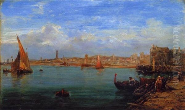 St. Malo Harbour Oil Painting by Edwin Hayes