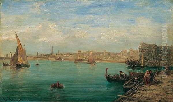 St. Malo Harbour Oil Painting by Edwin Hayes