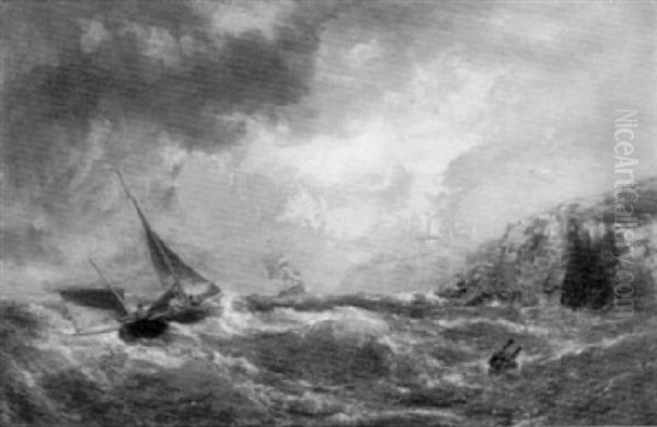 A Fresh Gale, Port Swansea Oil Painting by Edwin Hayes