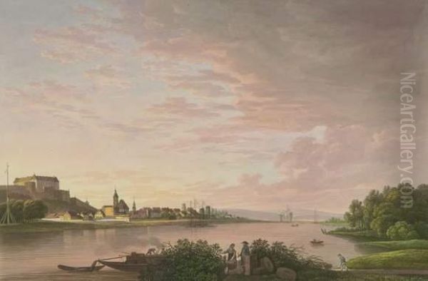 Sachsische Landschaften, Schlosser Und Kirchen. Oil Painting by Anton Balzer