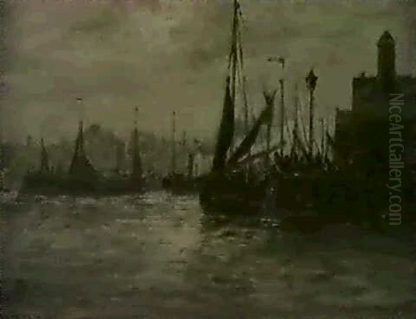 Harbour, Lowestoft, Norfolk Oil Painting by Edwin Hayes