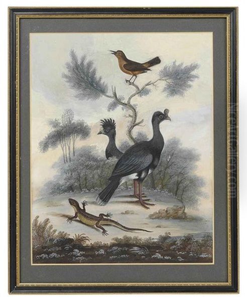 Lizard And A Songbird In A Landscape Oil Painting by William Hayes